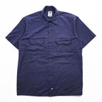 Dickies 1574 Short Sleeve Work Shirt Navy Blue Poly Cotton Twill Men’s L Made in Honduras
