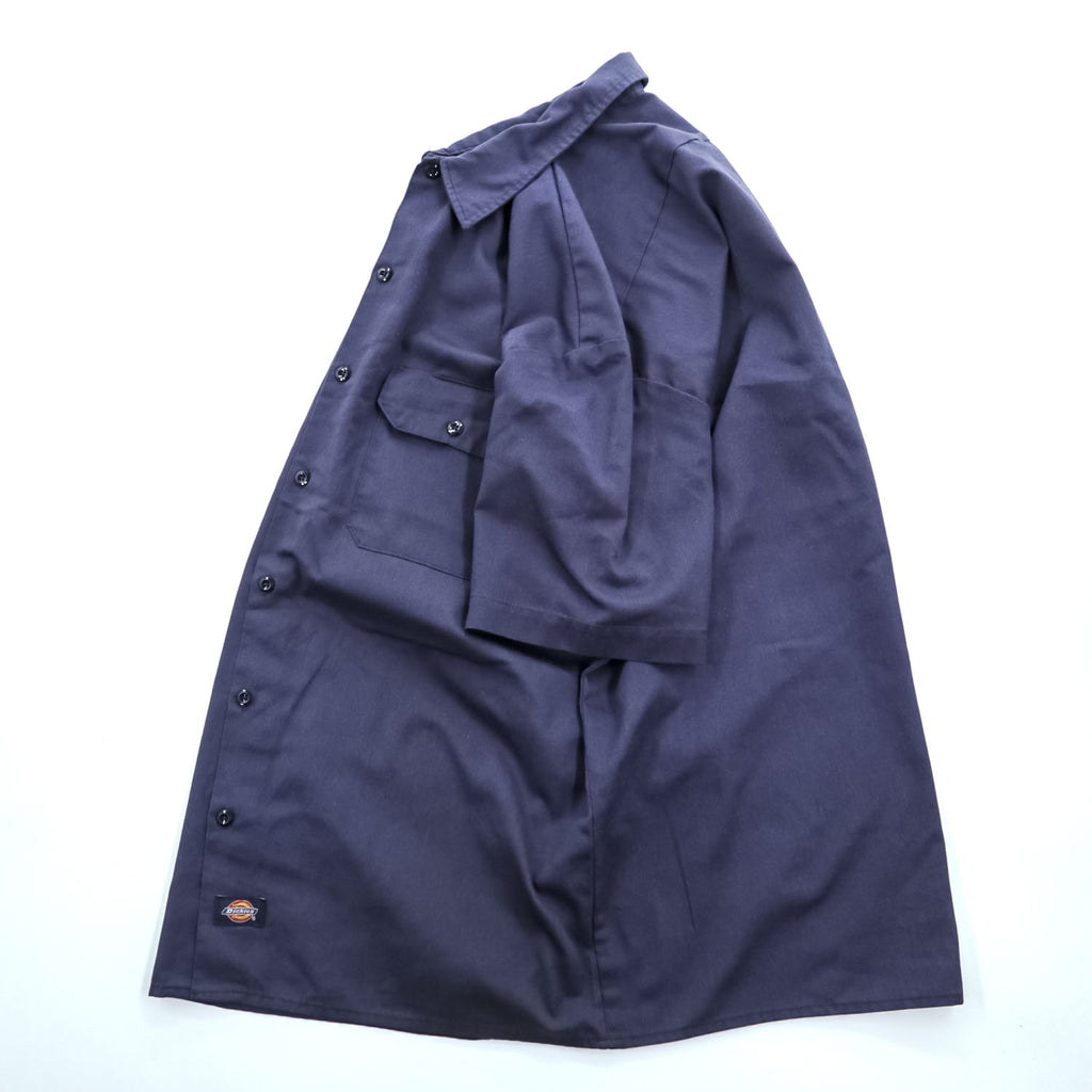 Dickies 1574 Short Sleeve Work Shirt Navy Blue Poly Cotton Twill Men’s L Made in Honduras