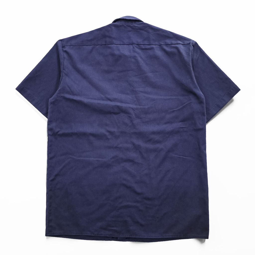 Dickies 1574 Short Sleeve Work Shirt Navy Blue Poly Cotton Twill Men’s L Made in Honduras
