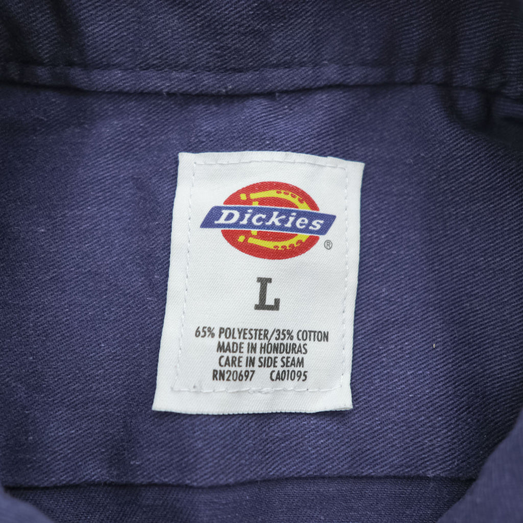 Dickies 1574 Short Sleeve Work Shirt Navy Blue Poly Cotton Twill Men’s L Made in Honduras