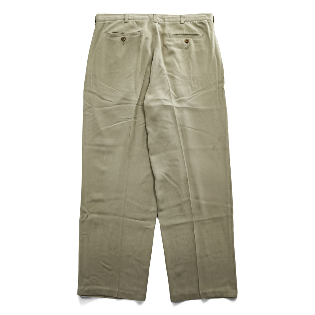 90s Vintage Caribbean 100% Silk Pleated Pants Beige Khaki Men’s 36x29 Made in China