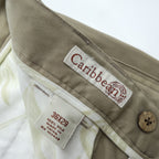 90s Vintage Caribbean 100% Silk Pleated Pants Beige Khaki Men’s 36x29 Made in China