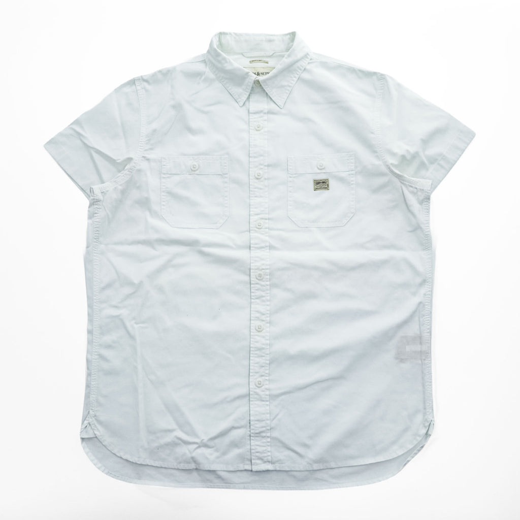 Denim & Supply Ralph Lauren White Short Sleeve Work Shirt Regular Fit Men’s L 100% Cotton Made in Indonesia
