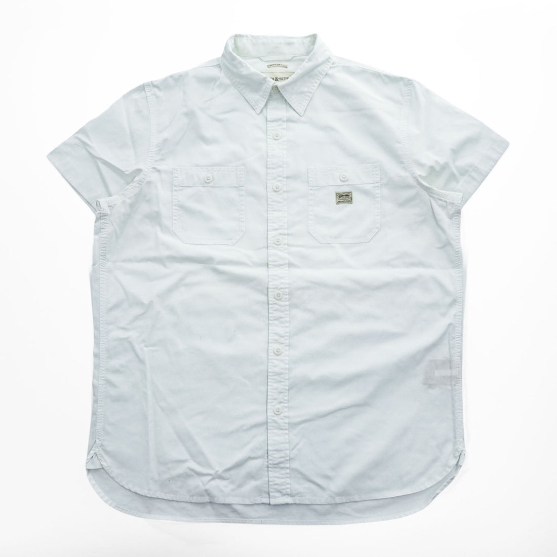 Denim & Supply Ralph Lauren White Short Sleeve Work Shirt Regular Fit Men’s L 100% Cotton Made in Indonesia