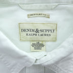Denim & Supply Ralph Lauren White Short Sleeve Work Shirt Regular Fit Men’s L 100% Cotton Made in Indonesia