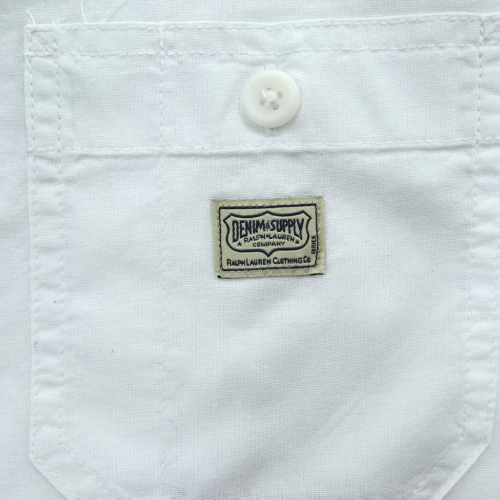 Denim & Supply Ralph Lauren White Short Sleeve Work Shirt Regular Fit Men’s L 100% Cotton Made in Indonesia