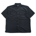 90s Vintage George Sueded Faux Suede Short Sleeve Work Shirt Black Polyester Men’s XL