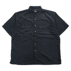 90s Vintage George Sueded Faux Suede Short Sleeve Work Shirt Black Polyester Men’s XL
