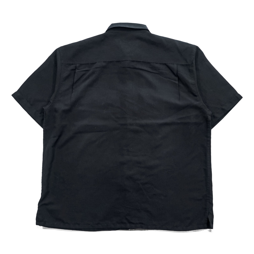 90s Vintage George Sueded Faux Suede Short Sleeve Work Shirt Black Polyester Men’s XL
