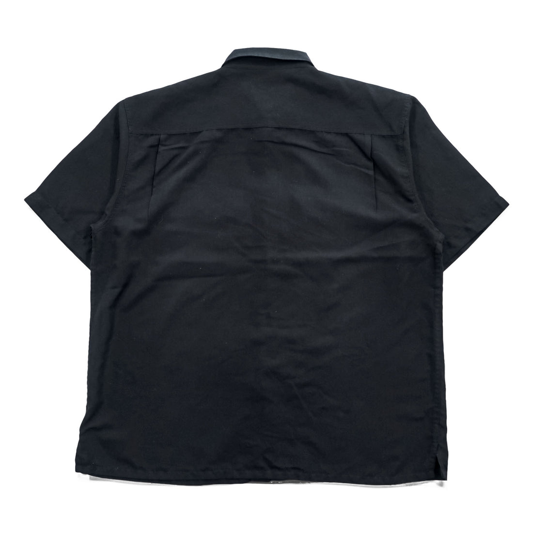 90s Vintage George Sueded Faux Suede Short Sleeve Work Shirt Black Polyester Men’s XL
