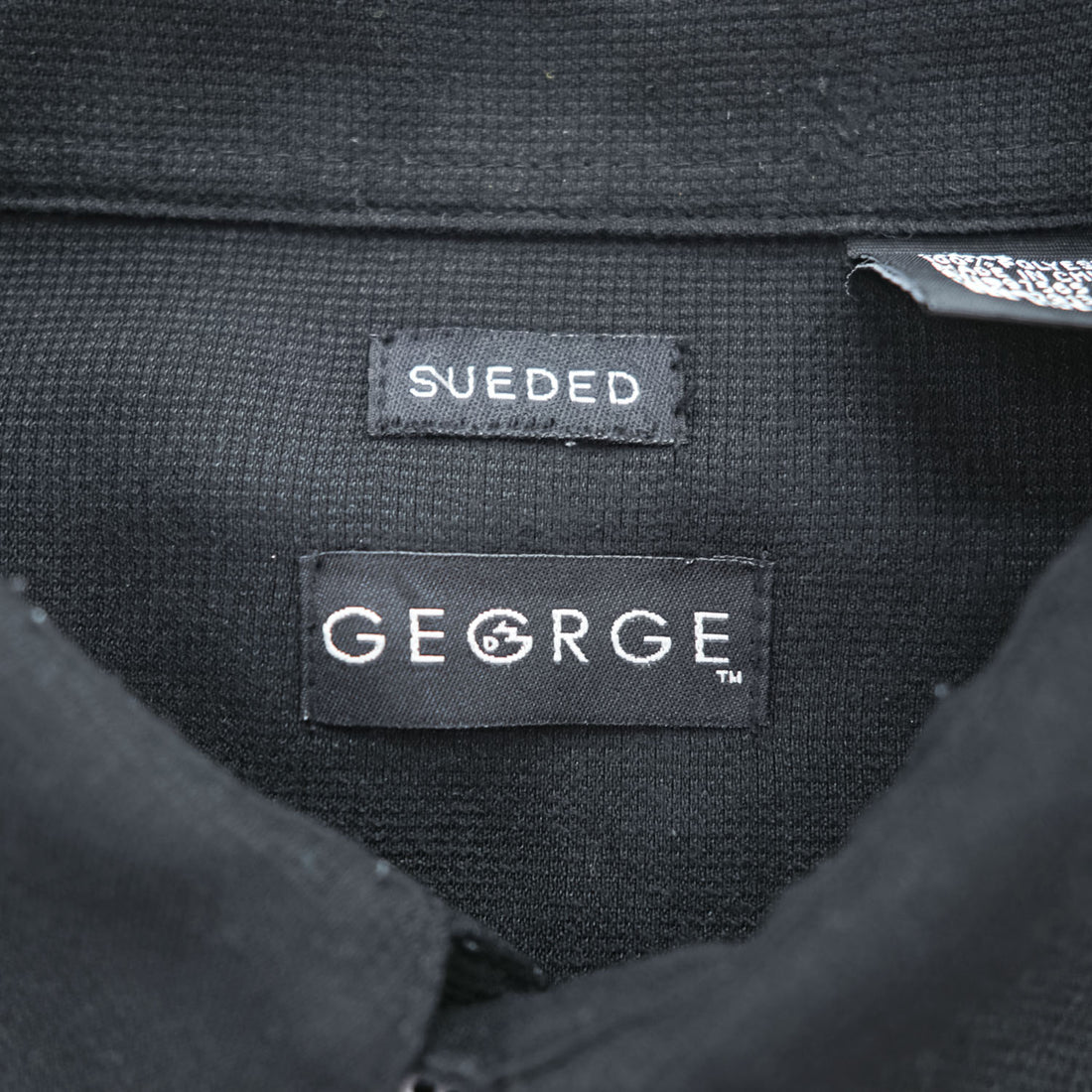 90s Vintage George Sueded Faux Suede Short Sleeve Work Shirt Black Polyester Men’s XL