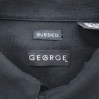 90s Vintage George Sueded Faux Suede Short Sleeve Work Shirt Black Polyester Men’s XL