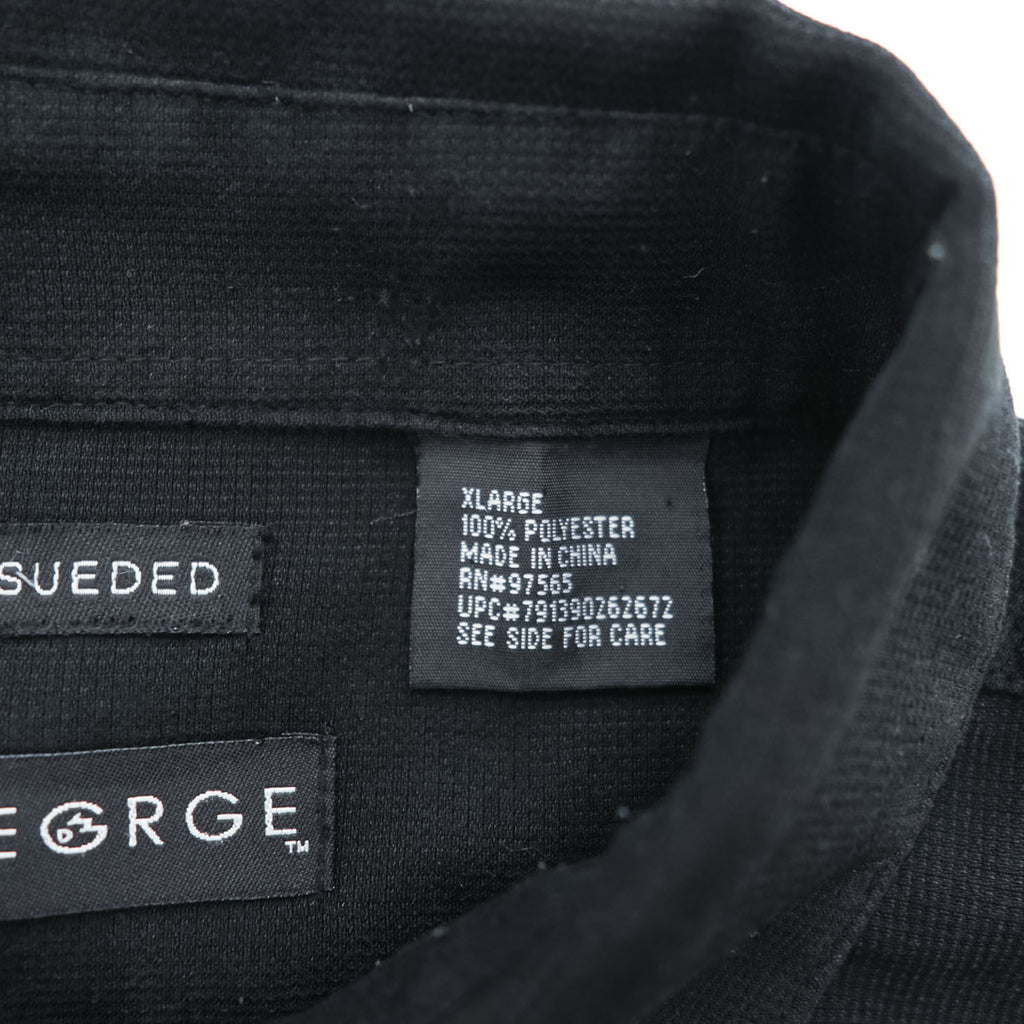 90s Vintage George Sueded Faux Suede Short Sleeve Work Shirt Black Polyester Men’s XL
