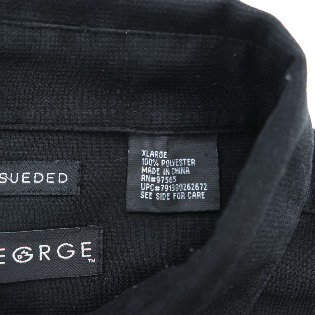 90s Vintage George Sueded Faux Suede Short Sleeve Work Shirt Black Polyester Men’s XL