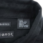 90s Vintage George Sueded Faux Suede Short Sleeve Work Shirt Black Polyester Men’s XL