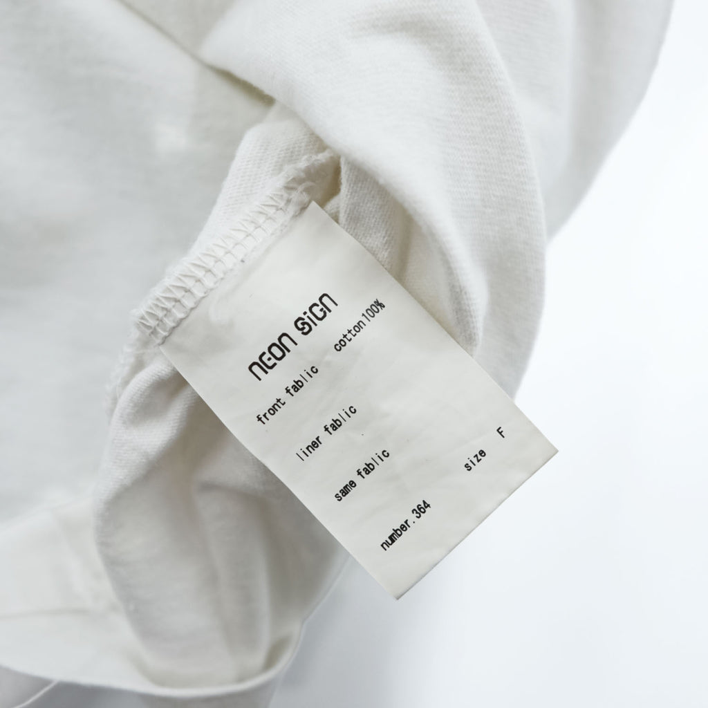 NEON SIGN Number 364 White Wide Room Pocket T-Shirt Oversized Cotton 100% Size F Japan Brand