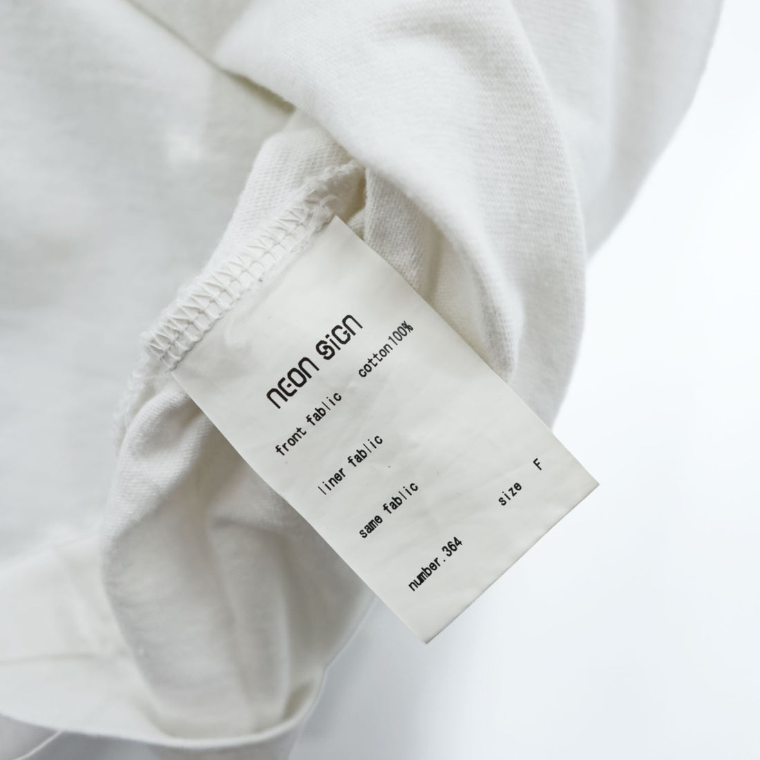 NEON SIGN Number 364 White Wide Room Pocket T-Shirt Oversized Cotton 100% Size F Japan Brand