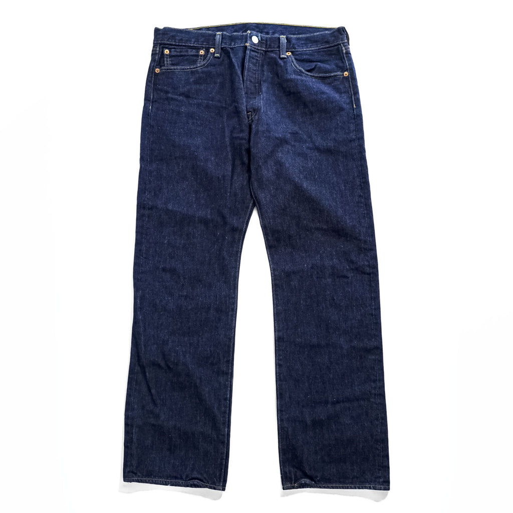 Levi Strauss Denim Pants Jeans L Indigo Blue 501 Rigid Button Fly Dark Blue 00501-0115