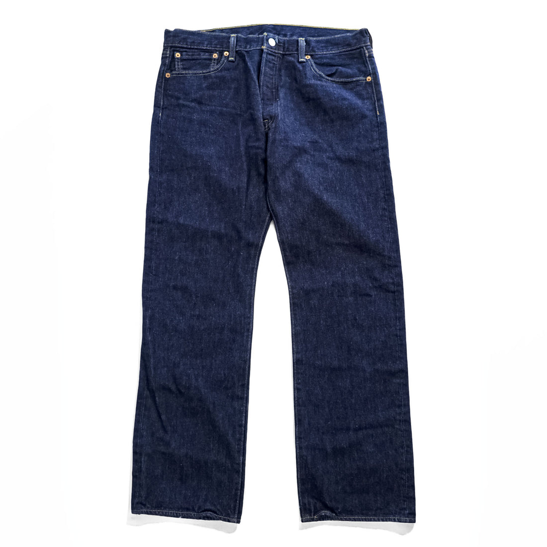 Levi Strauss Denim Pants Jeans L Indigo Blue 501 Rigid Button Fly Dark Blue 00501-0115
