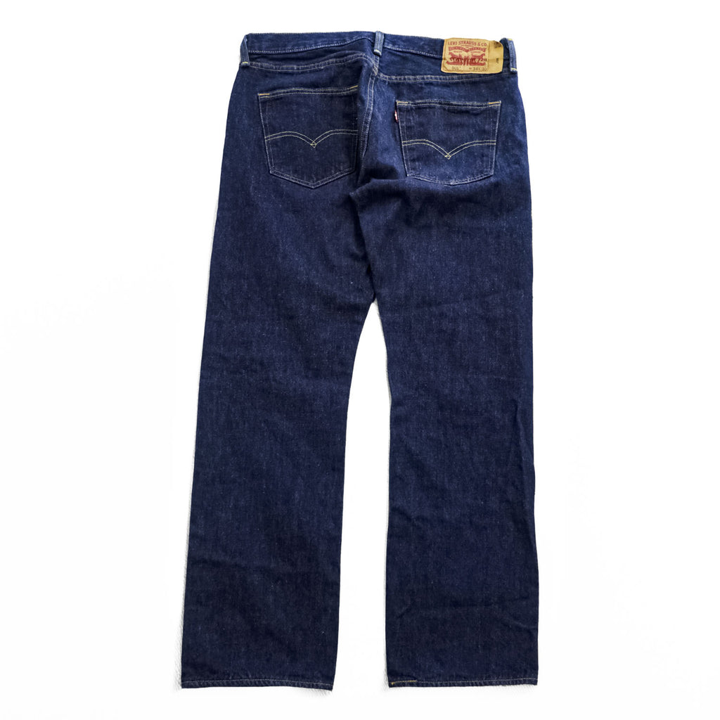 Levi Strauss Denim Pants Jeans L Indigo Blue 501 Rigid Button Fly Dark Blue 00501-0115