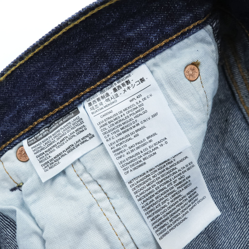 Levi Strauss Denim Pants Jeans L Indigo Blue 501 Rigid Button Fly Dark Blue 00501-0115