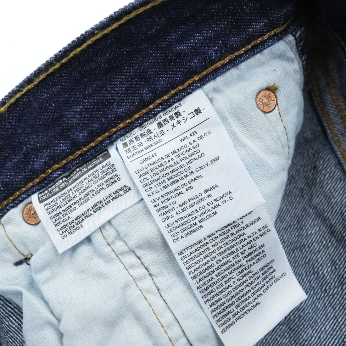 Levi Strauss Denim Pants Jeans L Indigo Blue 501 Rigid Button Fly Dark Blue 00501-0115