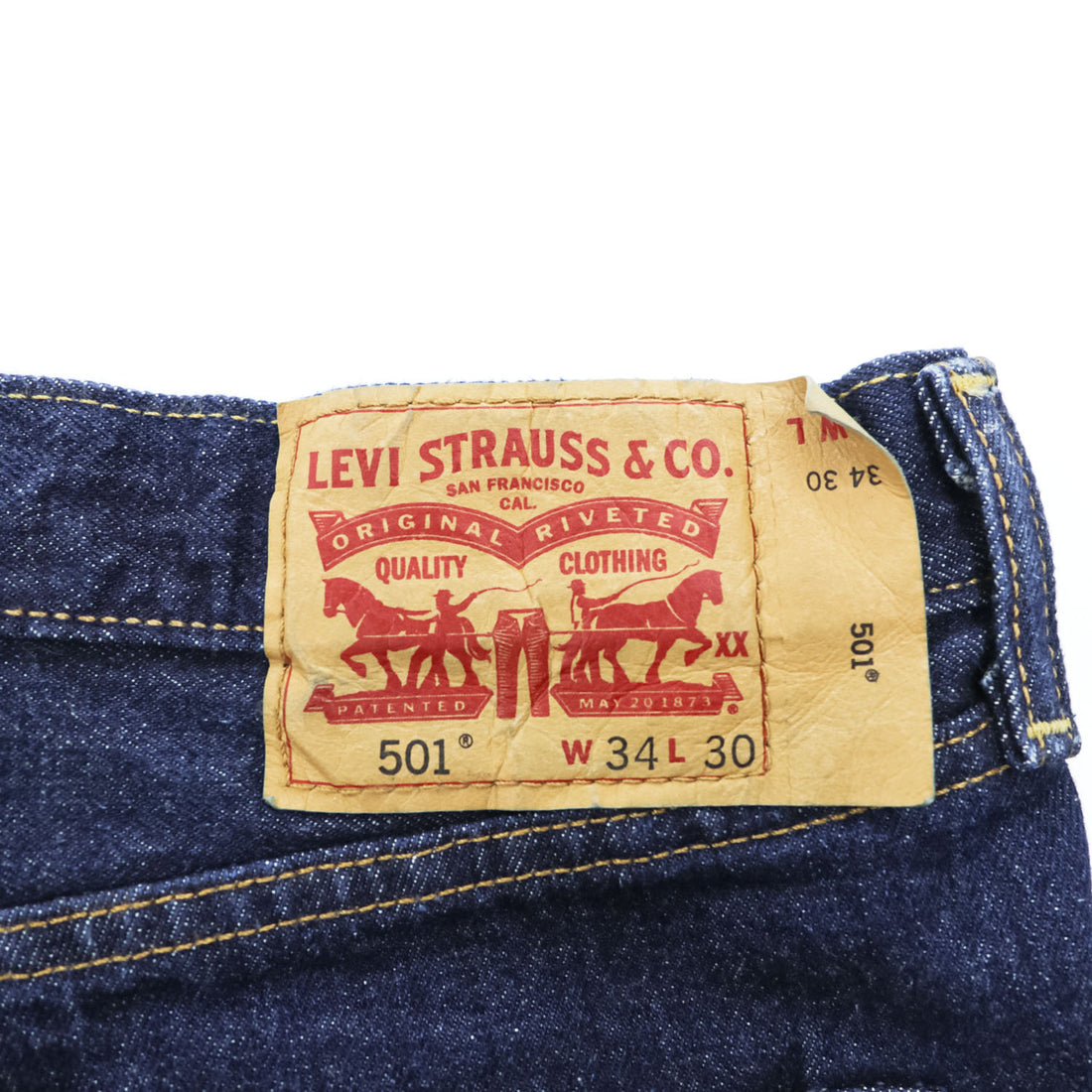 Levi Strauss Denim Pants Jeans L Indigo Blue 501 Rigid Button Fly Dark Blue 00501-0115