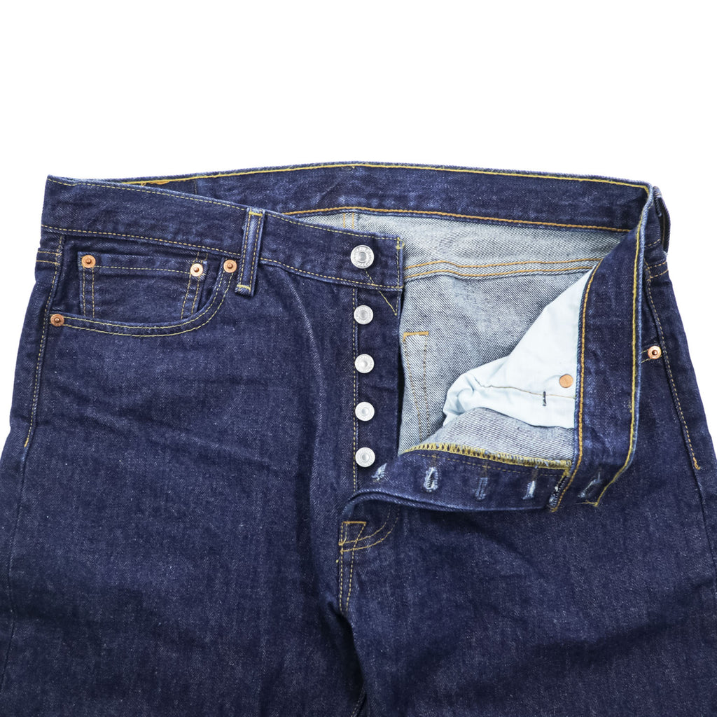 Levi Strauss Denim Pants Jeans L Indigo Blue 501 Rigid Button Fly Dark Blue 00501-0115
