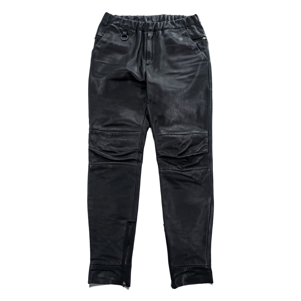 SUNSEA Japan Made Chino Pants S Black Leather Flea Market Pants SNS-14A49