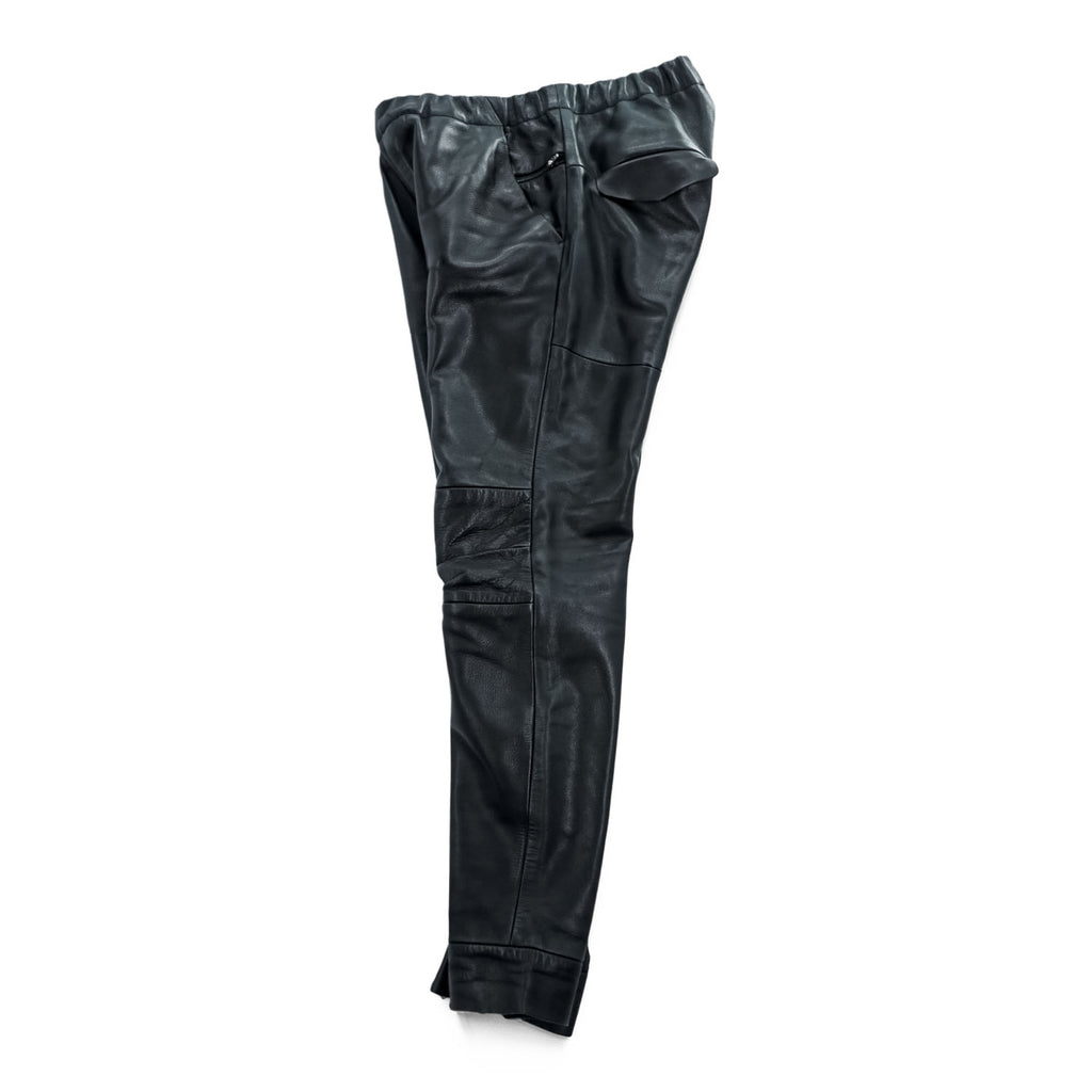 SUNSEA Japan Made Chino Pants S Black Leather Flea Market Pants SNS-14A49