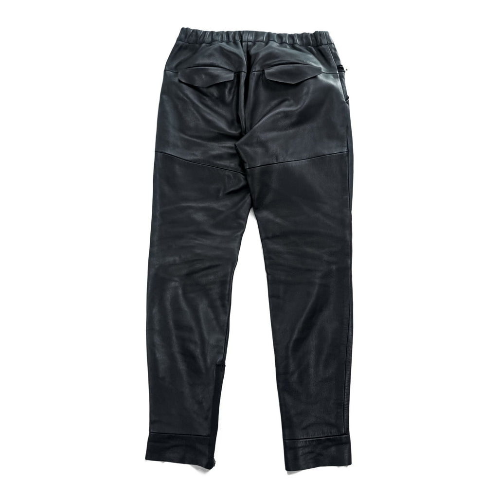 SUNSEA Japan Made Chino Pants S Black Leather Flea Market Pants SNS-14A49