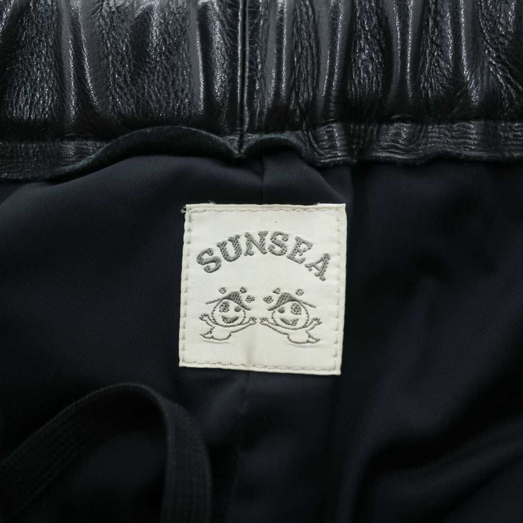 SUNSEA Japan Made Chino Pants S Black Leather Flea Market Pants SNS-14A49