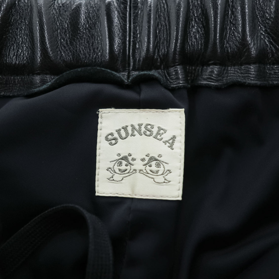 SUNSEA Japan Made Chino Pants S Black Leather Flea Market Pants SNS-14A49