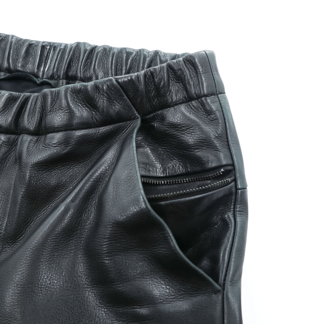 SUNSEA Japan Made Chino Pants S Black Leather Flea Market Pants SNS-14A49