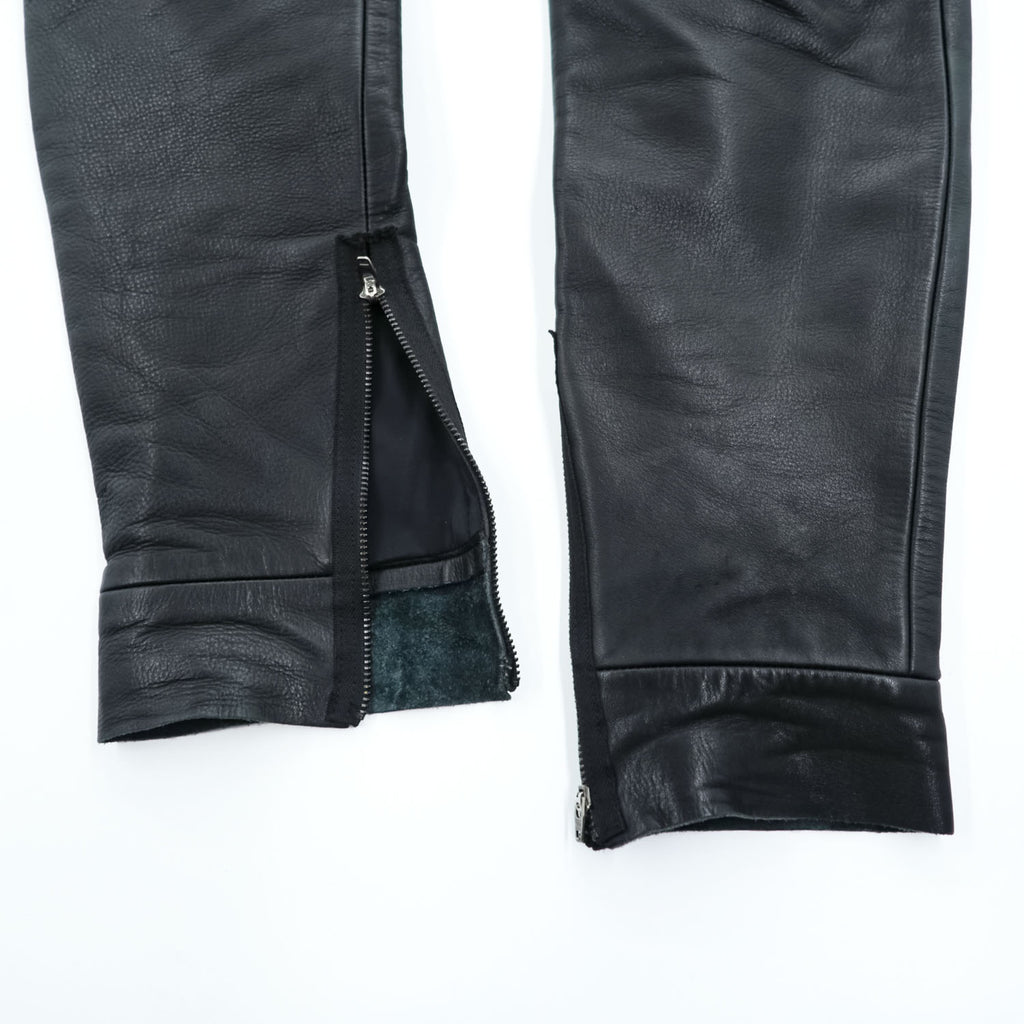 SUNSEA Japan Made Chino Pants S Black Leather Flea Market Pants SNS-14A49