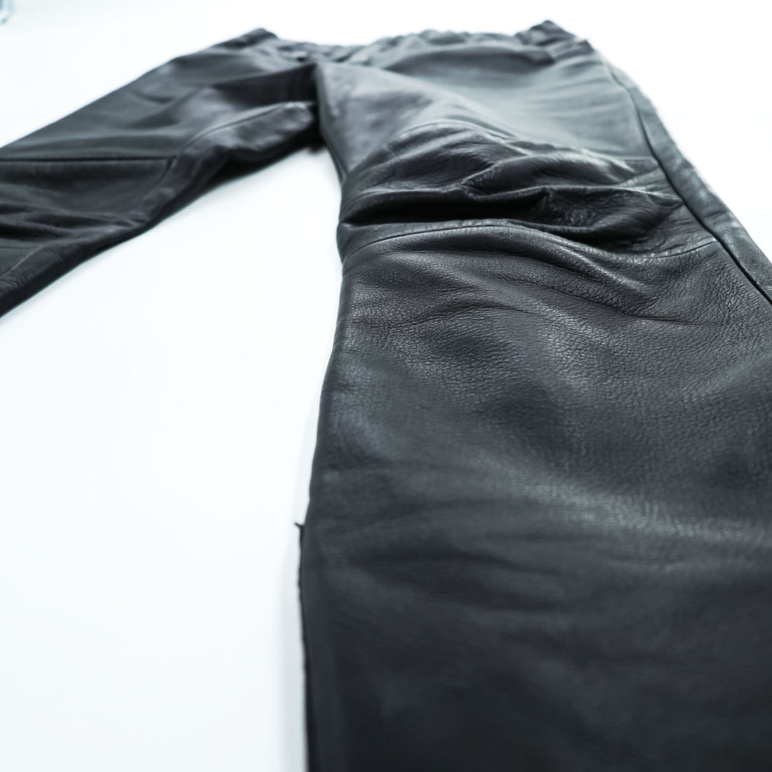 SUNSEA Japan Made Chino Pants S Black Leather Flea Market Pants SNS-14A49