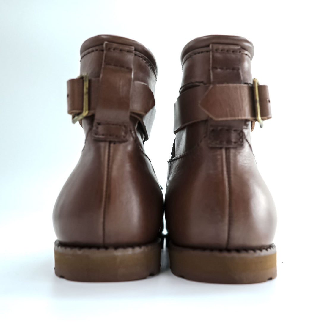 Y's ( Yohji Yamamoto ) レザー アンクルブーツ 24.5cm ブラウン ベルトストラップ レースアップ 101-905