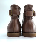 Y's ( Yohji Yamamoto ) レザー アンクルブーツ 24.5cm ブラウン ベルトストラップ レースアップ 101-905