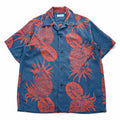 Sun Surf SS35551 Rayon Hawaiian Aloha Shirt Blue Red Pineapple Hibiscus Print Made in Japan Men’s M