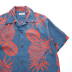 Sun Surf SS35551 Rayon Hawaiian Aloha Shirt Blue Red Pineapple Hibiscus Print Made in Japan Men’s M
