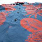 Sun Surf SS35551 Rayon Hawaiian Aloha Shirt Blue Red Pineapple Hibiscus Print Made in Japan Men’s M