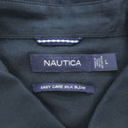 NAUTICA Short-Sleeve Shirt, Size L, Black, One-Point Logo, EASY CARE SILK BLEND