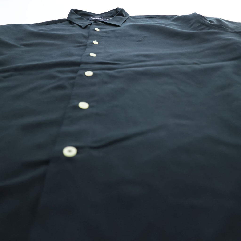 NAUTICA Short-Sleeve Shirt, Size L, Black, One-Point Logo, EASY CARE SILK BLEND