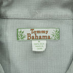Tommy Bahama 100% Silk Camp Shirt Gray Sage Short Sleeve Open Collar Resort Shirt Men’s M