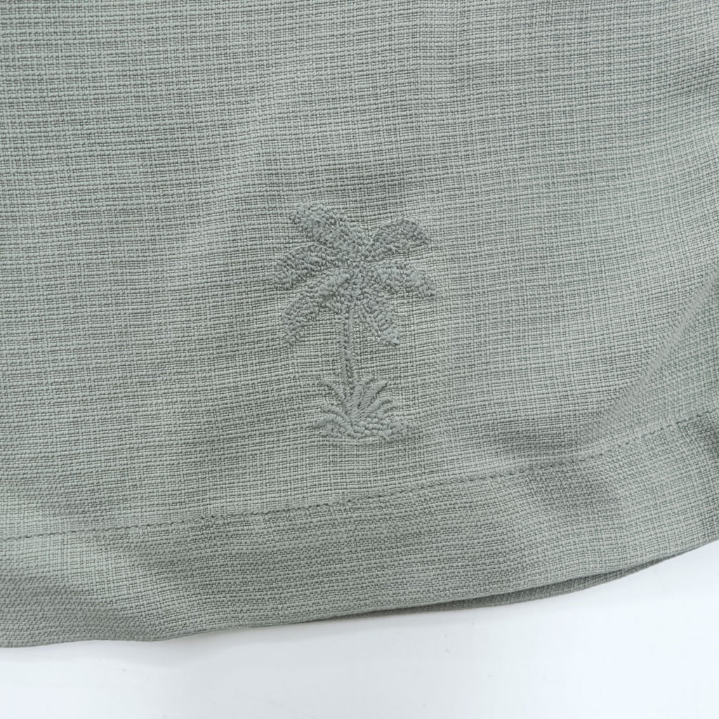 Tommy Bahama 100% Silk Camp Shirt Gray Sage Short Sleeve Open Collar Resort Shirt Men’s M