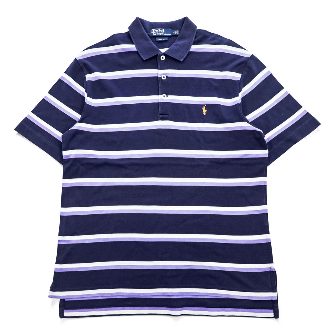 Polo Ralph Lauren 90s Vintage Polo Shirt, Size M, Navy, Striped, Small Pony Logo Embroidery, Golf Fit