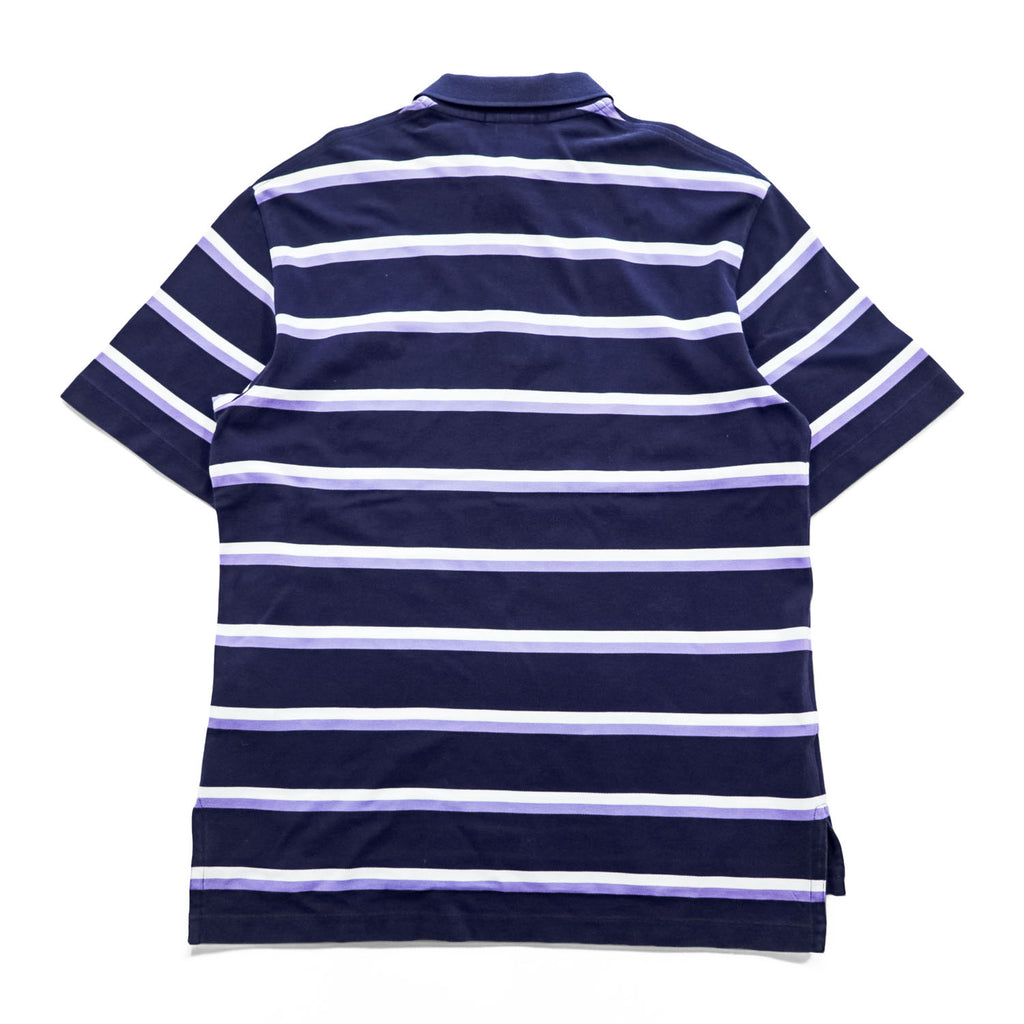 Polo Ralph Lauren 90s Vintage Polo Shirt, Size M, Navy, Striped, Small Pony Logo Embroidery, Golf Fit