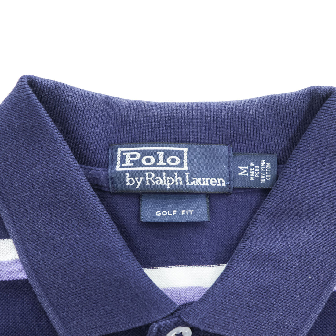 Polo Ralph Lauren 90s Vintage Polo Shirt, Size M, Navy, Striped, Small Pony Logo Embroidery, Golf Fit