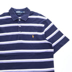 Polo Ralph Lauren 90s Vintage Polo Shirt, Size M, Navy, Striped, Small Pony Logo Embroidery, Golf Fit