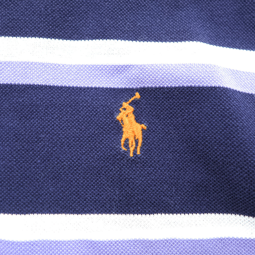 Polo Ralph Lauren 90s Vintage Polo Shirt, Size M, Navy, Striped, Small Pony Logo Embroidery, Golf Fit